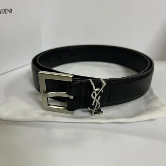 Saint Laurent YSL Black Leather Belt main image 7